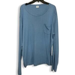 NNO7 No Nationality T-Shirt Long Sleeve Front Pocket Cotton Blue Men's XXL NWOT